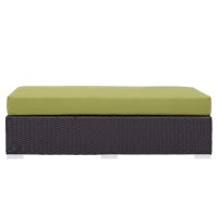 Modway Convene Wicker Rattan Outdoor Patio Rectangle Ottoman In Espresso Peridot