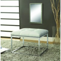 Contemporary White and Chrome Ottoman