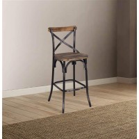 Acme Furniture Zaire Bar Chair, Walnut/Antique Black