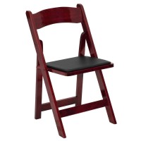 Flash Furniture 4 Pack Hercules Series Mahogany Wood Folding Chair With Vinyl Padded Seat