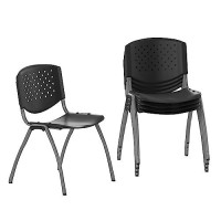 Flash Furniture Hercules -5 Pack 880 Lb Capacity Black Plastic Stack Chair Comfortable Seating With Durable Design
