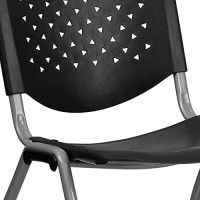 Flash Furniture Hercules -5 Pack 880 Lb Capacity Black Plastic Stack Chair Comfortable Seating With Durable Design