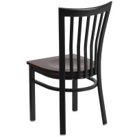 Hercules Series Black School House Back Metal Restaurant Chair - Walnut Wood Seat