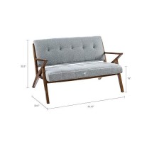 Ink+Ivy Rocket Accent Loveseat - Solid Wood, All Foam Two Deep Seat Settee Mid-Century Short Sofa - Retro Accent Loveseat For Living Room