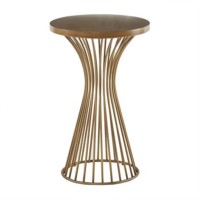 Ink+Ivy Mercer Accent Table - Wire Frame Pedestal Base, Round Top Modern Mid-Century Hour Glass Retro Design, 30 High, Bronze