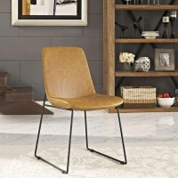 Modway Invite Mid-Century Modern Faux Leather Upholstered Kitchen And Dining Room Chair In Tan