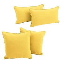 Double-Corded Solid Twill Throw Pillows With Inserts (Set Of 4)