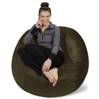 Sofa Sack - Plush, Ultra Soft Bean Bag Chair - Memory Foam Bean Bag Chair With Microsuede Cover - Stuffed Foam Filled Furniture And Accessories For Dorm Room - Olive 4'