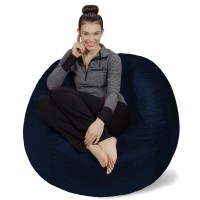 Sofa Sack - Plush, Ultra Soft Bean Bag Chair - Memory Foam Bean Bag Chair With Microsuede Cover - Stuffed Foam Filled Furniture And Accessories For Dorm Room - Navy 4'