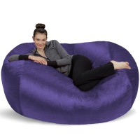 Sofa Sack - Plush Bean Bag Sofas With Super Soft Microsuede Cover - Xl Memory Foam Stuffed Lounger Chairs For Kids, Adults, Couples - Jumbo Bean Bag Chair Furniture - Purple 6'