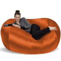 Sofa Sack - Plush Bean Bag Sofas With Super Soft Microsuede Cover - Xl Memory Foam Stuffed Lounger Chairs For Kids, Adults, Couples - Jumbo Bean Bag Chair Furniture - Tangerine 6'