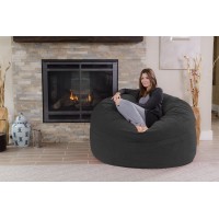 Chill Sack Bean Bag Chair Giant 5 Memory Foam Furniture Bean Bag Big Sofa With Soft Micro Fiber Cover Dark Grey Pebble