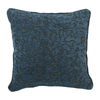 18-Inch Double-Corded Patterned Jacquard Chenille Square Throw Pillow With Insert  Blue Floral