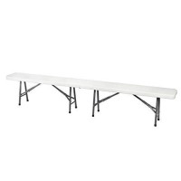Ontario Furniture- White Plastic Portable Folding Bench For Indoor/Outdoor, Perfect For When Extra Seating Is Needed Yet Convenient Folds In Half With A Handle For Easy Carrying And Storing, H 8 Ft