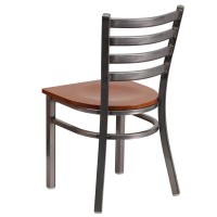 Hercules Series Clear Coated Ladder Back Metal Restaurant Chair - Cherry Wood Seat