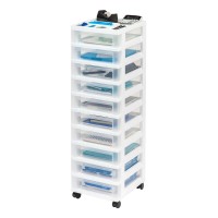 Iris Medium 10-Drawer Cart With Organizer Top, White