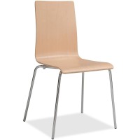 Safco Bosk Stack Chair Beech Plywood Seat Beech Plywood Back Chrome Plated Steel Frame Fourlegged Base 2 Carton