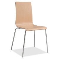 Safco Bosk Stack Chair Beech Plywood Seat Beech Plywood Back Chrome Plated Steel Frame Fourlegged Base 2 Carton