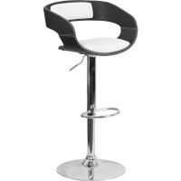 Bentwood Two Tone Black White Vinyl Adjustable Height Barstool