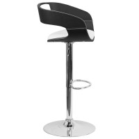 Bentwood Two Tone Black White Vinyl Adjustable Height Barstool