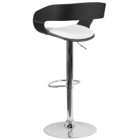 Bentwood Two Tone Black White Vinyl Adjustable Height Barstool