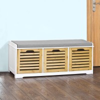 Haotian Fsr23-Wn,Storage Bench,Shoe Cabinet,Shoe Bench,Storage Cabinet (Natural)