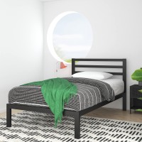 Zinus Mia Metal Platform Bed Frame With Headboard Wood Slat Support No Box Spring Needed Easy Assembly Twin Black