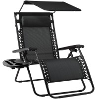 Best Choice Products Folding Zero Gravity Outdoor Recliner Patio Lounge Chair Wadjustable Canopy Shade Headrest Side Accessor