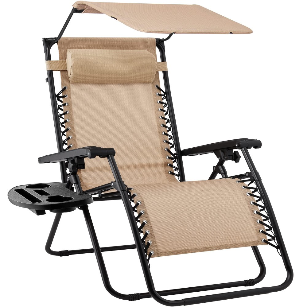 Best Choice Products Folding Zero Gravity Outdoor Recliner Patio Lounge Chair Wadjustable Canopy Shade Headrest Side Accessor