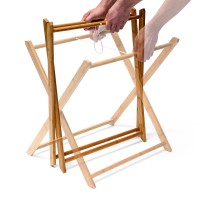 Relaxdays 10019136 Folding Side Table Bamboo Kitchen Trolley Removable Tray H X W X D: 63.5 X 55 X 35 Cm Natural Colour