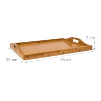 Relaxdays 10019136 Folding Side Table Bamboo Kitchen Trolley Removable Tray H X W X D: 63.5 X 55 X 35 Cm Natural Colour