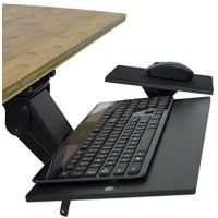 Uncaged Ergonomics Kt1 Ergonomic Under-Desk Computer Keyboard Tray. Adjustable Height Angle Negative Tilt Sliding Pull Out Drawer Platform Swivels 360 Slides Office Products, Black