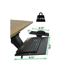 Uncaged Ergonomics Kt1 Ergonomic Under-Desk Computer Keyboard Tray. Adjustable Height Angle Negative Tilt Sliding Pull Out Drawer Platform Swivels 360 Slides Office Products, Black