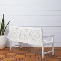 Vifah Bradley Outdoor Patio 5-Foot Wood Garden Bench In White