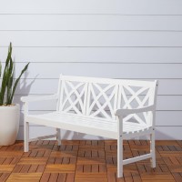 Vifah Bradley Outdoor Patio 5-Foot Wood Garden Bench In White