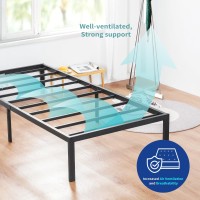 Olee Sleep 14 Inch Heavy Duty Steel Slat Antislip Support Easy Assembly Platform Bed Frame Noise Free Steel Mattress Foundati