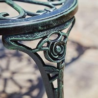 Belleze Outdoor Bench, Patio Outdoor Garden Bench Cast Aluminum Metal Loveseat Chairs For Park, Yard, Porch, Lawn, Balcony, Backyard, Antique Floral Rose Accent Seat Furniture, Green