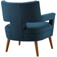 Modway Sheer Upholstered Fabric Mid-Century Modern Accent Lounge Arm Chair In Azure