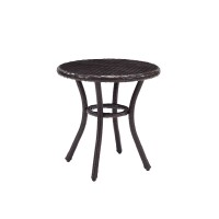 Crosley Furniture Co7217-Br Palm Harbor Outdoor Wicker Round Side Table, Brown