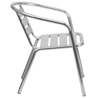 Heavy Duty Commercial Aluminum Indoor-Outdoor Restaurant Stack Chair With Triple Slat Back