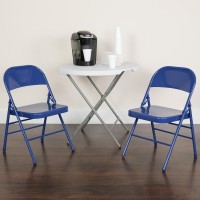 Hercules Colorburst Series Cobalt Blue Triple Braced & Double Hinged Metal Folding Chair