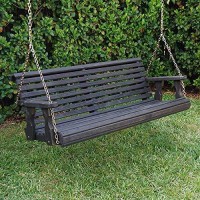 Amish Casual Heavy Duty 800 Lb Roll Back Treated Porch Swing With Hanging Chains (5 Foot, Semi-Solid Black Stain)