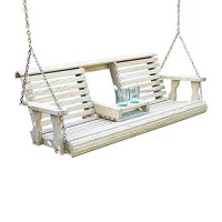 Porchgate Amish Heavy Duty 800 Lb Rollback Console Treated Porch Swing With Hanging Chains (Unfinished)