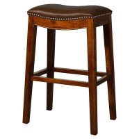 New Pacific Direct Elmo Bonded Leather Bar Stool,Cinnamon Brown Legs,Brown