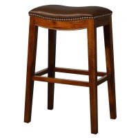 New Pacific Direct Elmo Bonded Leather Bar Stool,Cinnamon Brown Legs,Brown