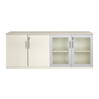 Mayline Mvlctss Medina Low Wall Cabinet With Wood And Glass Doors, 72