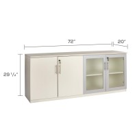 Mayline Mvlctss Medina Low Wall Cabinet With Wood And Glass Doors, 72