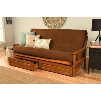 Kodiak Furniture Monterey Futon Set With Storage Drawers With Barbados Base And Suede Chocolate Mattress