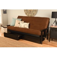Kodiak Furniture Monterey Futon Set With Storage Drawers With Black Base And Suede Chocolate Mattress