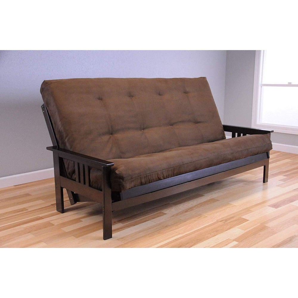 Kodiak Furniture Monterey Queen Size Futon Set In Espresso Finish Suede Chocolate